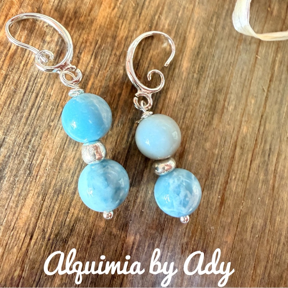 Larimar drops statement silver earrings/manifesting trust and faith